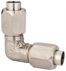 Made in USA - 3/8" Tube OD, 37° Stainless Steel Flared Tube Union Elbow - Flare x Flare Ends - Apex Tool & Supply