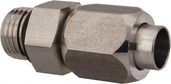 Made in USA - 3/8" Tube OD, 37° Stainless Steel Flared Tube Male Connector - 9/16-18 UNF, Flared to Male SAE O-Ring Ends - Apex Tool & Supply