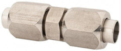Made in USA - 3/8" Tube OD, 37° Stainless Steel Flared Tube Union - 9/16-18 UNF, Flare x Flare Ends - Apex Tool & Supply