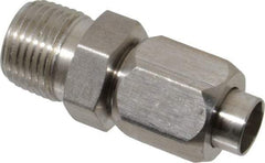 Made in USA - 3/8" Tube OD, 37° Stainless Steel Flared Tube Male Connector - 3/8-18 NPTF, Flare x MNPTF Ends - Apex Tool & Supply