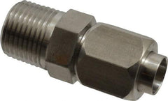 Made in USA - 1/2" Tube OD, 37° Stainless Steel Flared Tube Male Connector - 1/2-14 NPTF, Flare x MNPTF Ends - Apex Tool & Supply