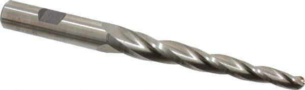 Made in USA - 2° Taper Angle per Side, 1/4" Small End Diam, 3-1/4" LOC, High Speed Steel 3 Flute Tapered Ball End Mill - 5-1/2" OAL, 1/2" Shank Diam - Apex Tool & Supply