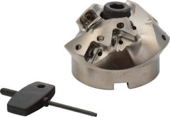 Seco - 3.126" Cut Diam, 1" Arbor Hole, 0.866" Max Depth of Cut, 45° Indexable Chamfer & Angle Face Mill - 9 Inserts, XO.. 1204 Insert, Right Hand Cut, 3 Flutes, Through Coolant, Series R220.49 - Apex Tool & Supply