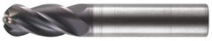 RobbJack - 1/4" Diam, 3/4" LOC, 4 Flute Solid Carbide Ball End Mill - AlTiN Finish, Single End, 2-1/2" OAL, 1/4" Shank Diam, Spiral Flute - Apex Tool & Supply