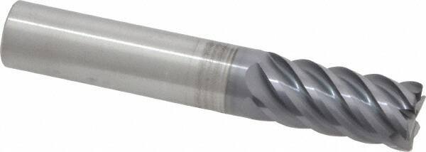 RobbJack - 1/2", 6 Flute, Single End, Solid Carbide, 0.03" Corner Radius End Mill - 3" OAL, 45° Helix, Right Hand Flute, 1" LOC, Right Hand Cut - Apex Tool & Supply