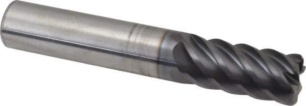 RobbJack - 1/2", 6 Flute, Single End, Solid Carbide, 0.06" Corner Radius End Mill - 3" OAL, 45° Helix, Right Hand Flute, 1" LOC, Right Hand Cut - Apex Tool & Supply