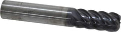 RobbJack - 1/2", 6 Flute, Single End, Solid Carbide, 0.12" Corner Radius End Mill - 3" OAL, 45° Helix, Right Hand Flute, 1" LOC, Right Hand Cut - Apex Tool & Supply