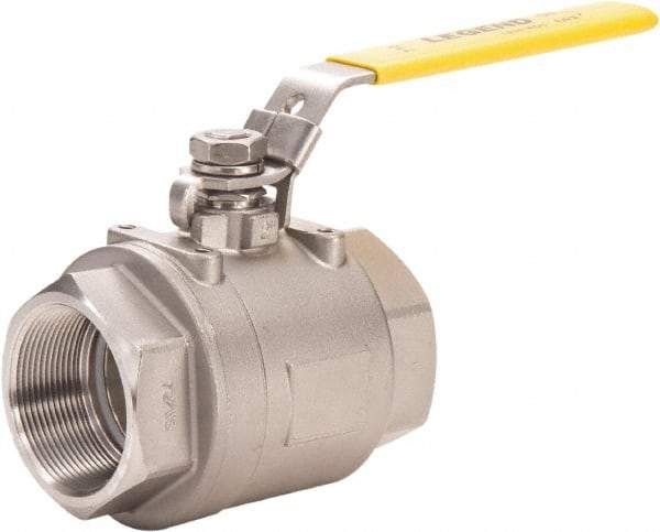 Legend Valve - 4" Pipe, Full Port, Stainless Steel Full Port Ball Valve - 2 Piece, FNPT x FNPT Ends, Locking Lever Handle, 800 WOG, 150 WSP - Apex Tool & Supply