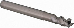 Iscar - 1/4" Diam, Coarse Pitch, 3/8" LOC, 3 Flute Solid Carbide 0.008" Corner Radius Roughing End Mill - Uncoated, 2-1/2" OAL, 1/4" Shank Diam, Single End, Extended Reach, 45° Helix - Apex Tool & Supply