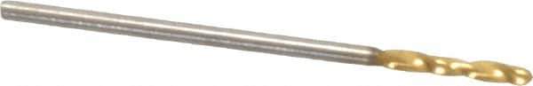 Guhring - 3/64" 130° Parabolic Flute Cobalt Screw Machine Drill Bit - TiN Finish, Right Hand Cut, 7mm Flute Length, 28mm OAL, Standard Point, Straight Shank - Apex Tool & Supply