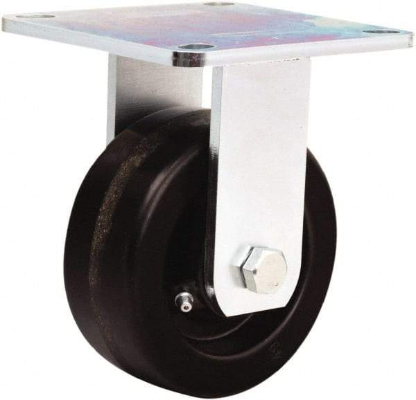 Hamilton - 5" Diam x 2" Wide x 6-1/2" OAH Top Plate Mount Rigid Caster - Phenolic, 900 Lb Capacity, Straight Roller Bearing, 5 x 5-1/2" Plate - Apex Tool & Supply