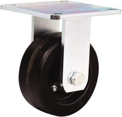 Hamilton - 5" Diam x 2" Wide x 6-1/2" OAH Top Plate Mount Rigid Caster - Phenolic, 900 Lb Capacity, Straight Roller Bearing, 5 x 5-1/2" Plate - Apex Tool & Supply