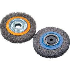 WALTER Surface Technologies - 8" OD, 1-1/4" Arbor Hole, Crimped Stainless Steel Wheel Brush - 1" Face Width, 0.0118" Filament Diam, 4,500 RPM - Apex Tool & Supply
