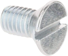 Import - #10-32 UNF, 3/8" OAL Slotted Drive Machine Screw - Flat Head, Grade 2 Steel, Zinc-Plated Finish, Without Washer - Apex Tool & Supply