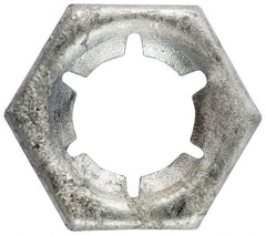 Made in USA - 1-8 Screw Size, Hex Speed Nut - Spring Steel, Hot Dipped Galvanized Finish, For Threaded Fasteners - Apex Tool & Supply