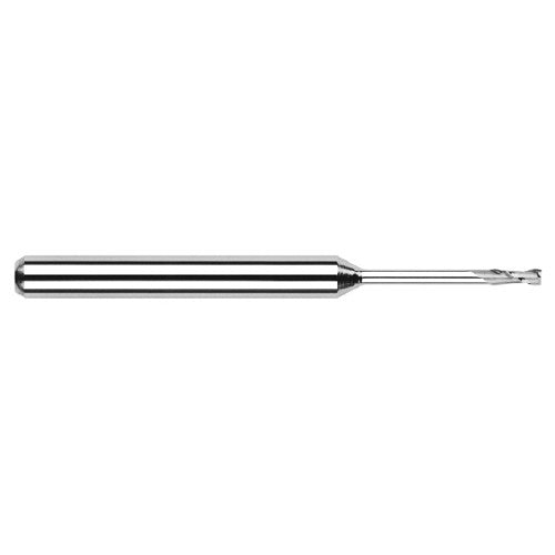 Miniature End Mills - Long Reach, Standard Flute - 0.1875″ (3/16″) Cutter Diameter × 0.5620″ (9/16″) Length of Cut × 1.0000″ (1″) Reach Carbide Square End Mill, 2 Flutes