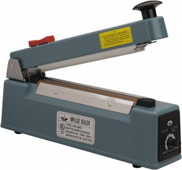 Value Collection - 8" Max Seal, 6 mil Thick, Table Top Thermal Impulse Sealer with Cutter - 260 Watts - Apex Tool & Supply