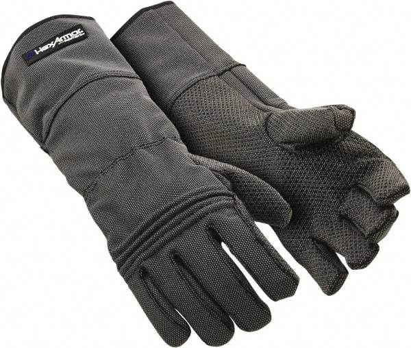 HexArmor - Size L (9), ANSI Cut Lvl A9, Puncture Lvl 3, Silicone Rubber Coated SuperFabric Cut Resistant Gloves - Palm Coated, Dyneema Lining, Gauntlet Cuff, Gray, Paired - Apex Tool & Supply