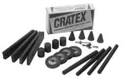 Cratex - 22 Piece Rubberized Abrasive Point Set - Includes 4 Blocks, 4 Cones, 2 Mandrels, 4 Sticks & 4 Wheels - Apex Tool & Supply