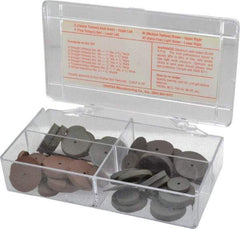 Cratex - 38 Piece Rubberized Small Abrasive Wheel Set - Mounted on 1/8" Diam Shank, Mandrels Included - Apex Tool & Supply