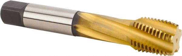 Kennametal - M30x3.50 Metric 5 Flute 6HX Modified Bottoming Spiral Flute Tap - Powdered Metal, TiN Finish, 180mm OAL, Right Hand Flute, Right Hand Thread, Series T650 - Apex Tool & Supply