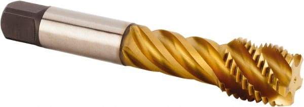 Kennametal - M30x3.50 Metric 5 Flute 6HX Modified Bottoming Spiral Flute Tap - Powdered Metal, TiCN/TiN Finish, 180mm OAL, Right Hand Flute, Right Hand Thread, Series T630 - Apex Tool & Supply