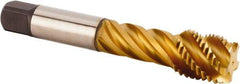Kennametal - M30x3.50 Metric 5 Flute 6HX Modified Bottoming Spiral Flute Tap - Powdered Metal, TiCN/TiN Finish, 180mm OAL, Right Hand Flute, Right Hand Thread, Series T630 - Apex Tool & Supply
