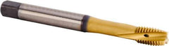 Kennametal - M10x1.50 Metric 3 Flute 6HX Plug Spiral Flute Tap - Powdered Metal, TiCN/TiN Finish, 100mm OAL, Left Hand Flute, Right Hand Thread, Series T621 - Exact Industrial Supply