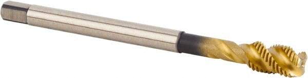 Kennametal - M12x1.25 Metric 4 Flute 6HX Modified Bottoming Spiral Flute Tap - Powdered Metal, TiCN/TiN Finish, 100mm OAL, Right Hand Flute, Right Hand Thread, Series T631 - Apex Tool & Supply