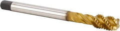 Kennametal - M18x2.50 Metric 4 Flute 6HX Modified Bottoming Spiral Flute Tap - Powdered Metal, TiCN/TiN Finish, 125mm OAL, Right Hand Flute, Right Hand Thread, Series T631 - Apex Tool & Supply