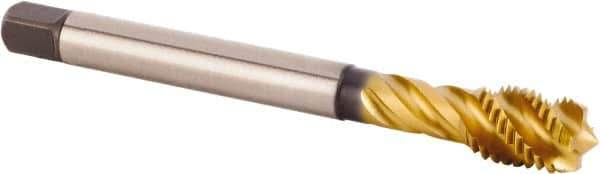 Kennametal - M16x1.50 Metric Fine 4 Flute 6HX Modified Bottoming Spiral Flute Tap - Powdered Metal, TiCN/TiN Finish, 100mm OAL, Right Hand Flute, Right Hand Thread, Series T630 - Apex Tool & Supply