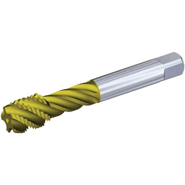 Kennametal - M14x1.50 Metric 4 Flute 6HX Modified Bottoming Spiral Flute Tap - Powdered Metal, TiN/CrC/C Finish, 100mm OAL, Right Hand Flute, Right Hand Thread, Series T631 - Apex Tool & Supply
