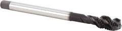Kennametal - M12x1.25 Metric 4 Flute 6HX Modified Bottoming Spiral Flute Tap - Powdered Metal, TiN/CrC/C Finish, 100mm OAL, Right Hand Flute, Right Hand Thread, Series T631 - Apex Tool & Supply