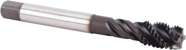 Kennametal - M16x2.00 Metric 4 Flute 6HX Modified Bottoming Spiral Flute Tap - Powdered Metal, TiN/CrC/C Finish, 110mm OAL, Right Hand Flute, Right Hand Thread, Series T631 - Apex Tool & Supply