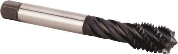 Kennametal - M24x3.00 Metric 5 Flute 6HX Modified Bottoming Spiral Flute Tap - Powdered Metal, TiN/CrC/C Finish, 160mm OAL, Right Hand Flute, Right Hand Thread, Series T630 - Apex Tool & Supply