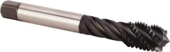 Kennametal - M24x3.00 Metric 5 Flute 6HX Modified Bottoming Spiral Flute Tap - Powdered Metal, TiN/CrC/C Finish, 160mm OAL, Right Hand Flute, Right Hand Thread, Series T630 - Apex Tool & Supply