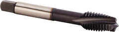 Kennametal - 3/8-16 UNC 3 Flute 3BX Plug Spiral Flute Tap - Powdered Metal, TiN/CrC/C Finish, 74.68mm OAL, Left Hand Flute, Right Hand Thread, Series T620 - Apex Tool & Supply