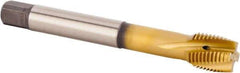 Kennametal - M16x1.50 Metric Fine 4 Flute 6HX Plug Spiral Flute Tap - Powdered Metal, TiCN/TiN Finish, 100mm OAL, Left Hand Flute, Right Hand Thread, Series T621 - Apex Tool & Supply