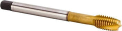 Kennametal - M16x2.00 Metric 4 Flute 6HX Plug Spiral Flute Tap - Powdered Metal, TiCN/TiN Finish, 110mm OAL, Left Hand Flute, Right Hand Thread, Series T620 - Apex Tool & Supply