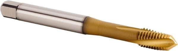 Kennametal - M10x1.50 Metric 3 Flute 6HX Plug Spiral Flute Tap - Powdered Metal, TiCN/TiN Finish, 100.1mm OAL, Left Hand Flute, Right Hand Thread, Series T620 - Apex Tool & Supply
