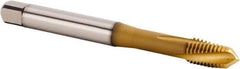 Kennametal - M10x1.50 Metric 3 Flute 6HX Plug Spiral Flute Tap - Powdered Metal, TiCN/TiN Finish, 100.1mm OAL, Left Hand Flute, Right Hand Thread, Series T620 - Apex Tool & Supply