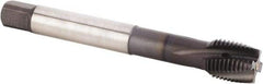 Kennametal - M18x1.50 Metric Fine 4 Flute 6HX Plug Spiral Flute Tap - Powdered Metal, TiN/CrC/C Finish, 110mm OAL, Left Hand Flute, Right Hand Thread, Series T621 - Apex Tool & Supply