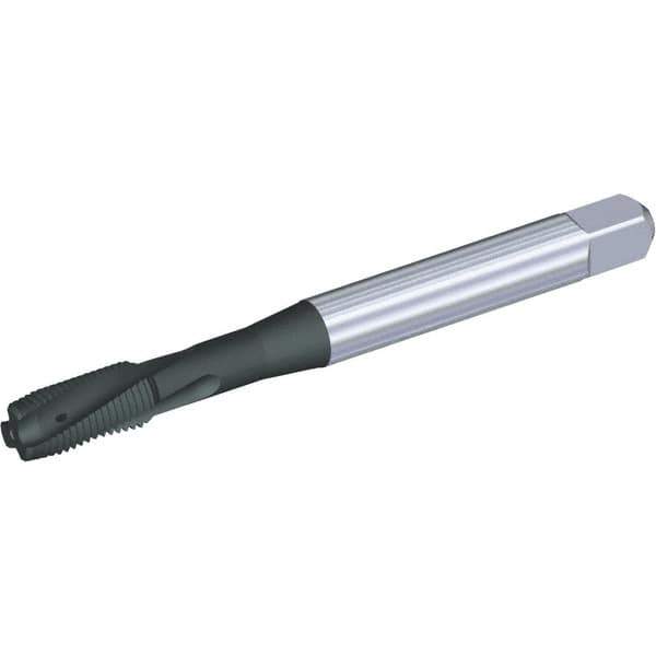 Kennametal - M8x1.25 Metric 3 Flute 6HX Plug Spiral Flute Tap - Powdered Metal, TiN/CrC/C Finish, 90mm OAL, Left Hand Flute, Right Hand Thread, Series T621 - Apex Tool & Supply