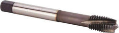 Kennametal - M16x2.00 Metric 4 Flute 6HX Plug Spiral Flute Tap - Powdered Metal, TiN/CrC/C Finish, 110mm OAL, Left Hand Flute, Right Hand Thread, Series T620 - Apex Tool & Supply