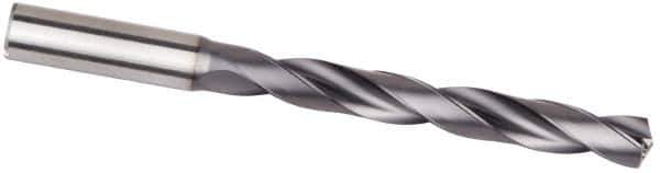 Kennametal - 15mm, 132° Point, Spiral Flute, Solid Carbide Taper Length Drill Bit - Multilayer TiAlN Finish, 121mm Flute Length, 171mm OAL, Series B256 - Apex Tool & Supply