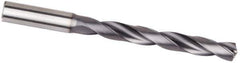 Kennametal - 15mm, 132° Point, Spiral Flute, Solid Carbide Taper Length Drill Bit - Multilayer TiAlN Finish, 121mm Flute Length, 171mm OAL, Series B256 - Apex Tool & Supply