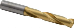 Kennametal - 21/32" 140° Solid Carbide Jobber Drill - Multilayer TiAlN Finish, Right Hand Cut, Spiral Flute, Straight Shank, 143mm OAL, Standard Point - Apex Tool & Supply