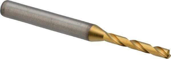 Kennametal - 3.3mm 140° Solid Carbide Jobber Drill - Multilayer TiAlN Finish, Right Hand Cut, Spiral Flute, Straight Shank, 66mm OAL, Standard Point - Apex Tool & Supply