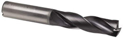 Kennametal - 21mm 180° Spiral Flute Solid Carbide Screw Machine Drill Bit - Multilayer TiAlN Finish, Right Hand Cut, 86mm Flute Length, 141mm OAL, Flat-Bottom Point, Straight Shank, Through Coolant - Apex Tool & Supply