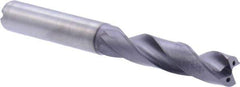 Kennametal - 3/8" 180° Spiral Flute Solid Carbide Screw Machine Drill Bit - Multilayer TiAlN Finish, Right Hand Cut, 47mm Flute Length, 89mm OAL, Flat-Bottom Point, Straight Shank, Through Coolant - Apex Tool & Supply